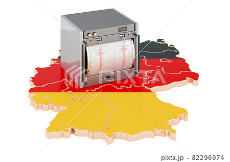 Earthquake in Germany, concept. Seismograph on the German map. 3D rendering 82296974