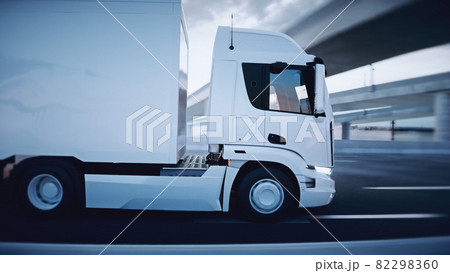 White delivery truck on highway. Very fast driving. Delivery concept. 3d rendering. White delivery truck on highway. Very fast driving. Delivery concept. 3d rendering. 82298360