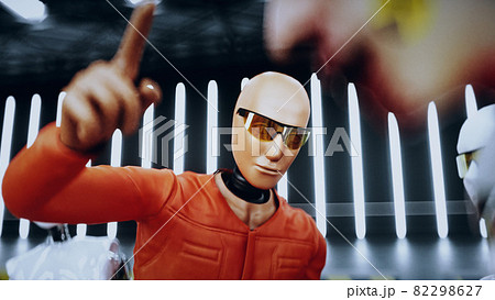 Robot crash test dummy and human. Future concept. 3d rendering. Robot crash test dummy and human. Future concept. 3d rendering. 82298627