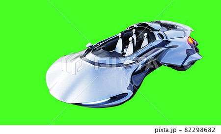 Futuristic sci fi flying car, ship. green screen isolate. 3d rendering. 82298682