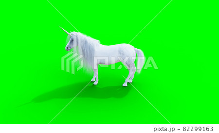 standing white magical unicorn. Green screen isolate. 3d rendering. standing white magical unicorn. Green screen isolate. 3d rendering. 82299163
