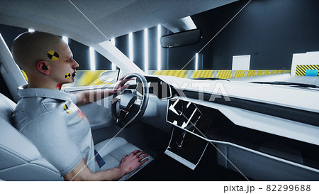 Generic 3d car crash test with people driver. Car destruction. 3d rendering. Generic 3d car crash test with people driver. Car destruction. 3d rendering. 82299688