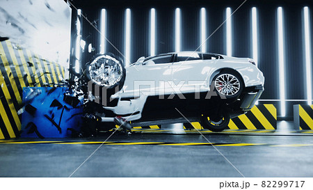 Generic 3d car crash test. Car destruction. 3d rendering. Generic 3d car crash test. Car destruction. 3d rendering. 82299717