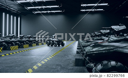 Futuristic military tanks in military base. 3d rendering. Futuristic military tanks in military base. 3d rendering. 82299766