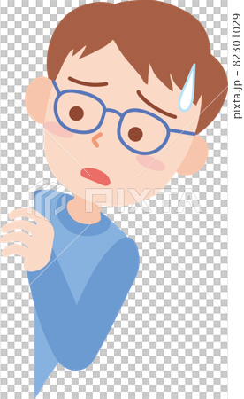 不安そうに覗き込む男の人のイラスト素材