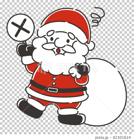 Illustration of Santa Claus in trouble with a cross-shaped tag Illustration of Santa Claus in trouble with a cross-shaped tag 82301624
