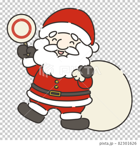 Illustration of Santa Claus holding a circle and smiling Illustration of Santa Claus holding a circle and smiling 82301626
