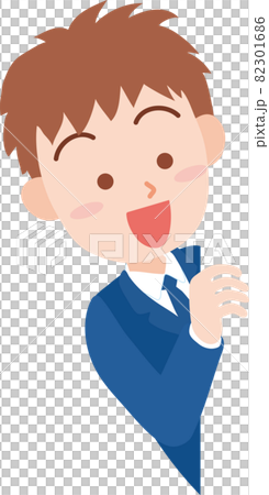 左側からちらっと顔を覗かす男子学生 左側からちらっと顔を覗かす男子学生 82301686