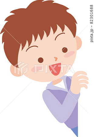 左側からちらっと顔を覗かす男の子. 左側からちらっと顔を覗かす男の子. 82301688