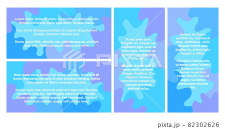 Set of four blue vertical and horizontal backgrounds. Gentle blue abstract background consisting of rounded spots overlapping each other. Marine summer design for social network. Copy space.Stock art Set of four blue vertical and horizontal backgrounds. Gentle blue abstract background consisting of rounded spots overlapping each other. Marine summer design for social network. Copy space.Stock art 82302626