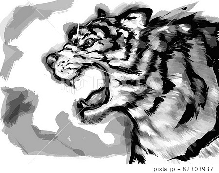 虎の水墨画のイラスト素材 [82303937] - PIXTA