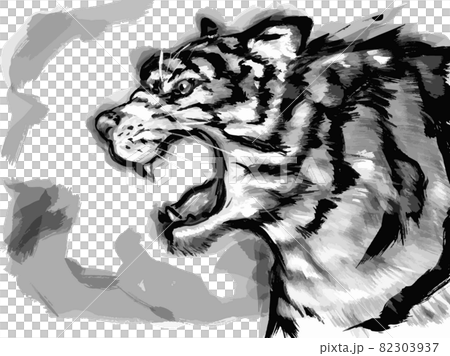 虎の水墨画のイラスト素材 [82303937] - PIXTA