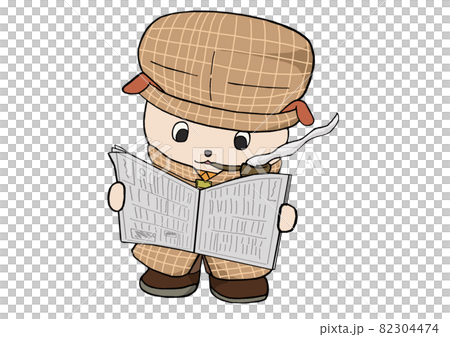 新聞を読む探偵キャラ 新聞を読む探偵キャラ 82304474