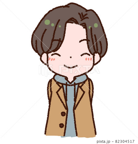 にっこりと可愛く笑う男性のイラスト素材