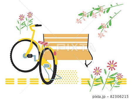点字ブロックの上に放置された自転車 イラスト素材 のイラスト素材