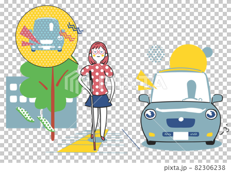 白杖を使い街中を歩く視覚障碍者 イラスト素材	 白杖を使い街中を歩く視覚障碍者 イラスト素材	 82306238