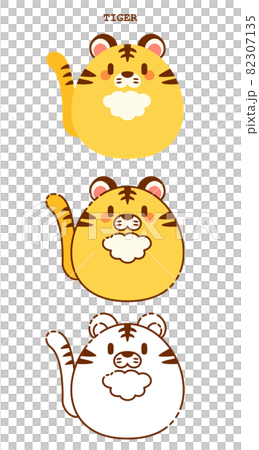 Illustration of a spherical tiger figurine 82307135