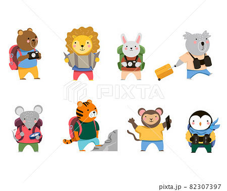 Set of funny animal travelers Set of funny animal travelers 82307397
