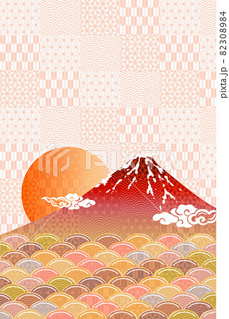 富士山 年賀状 和柄 背景のイラスト素材 3084