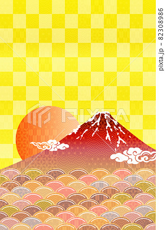 富士山　年賀状　和柄　背景 82308986