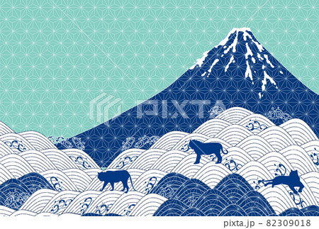 寅　富士山　年賀状　背景 82309018