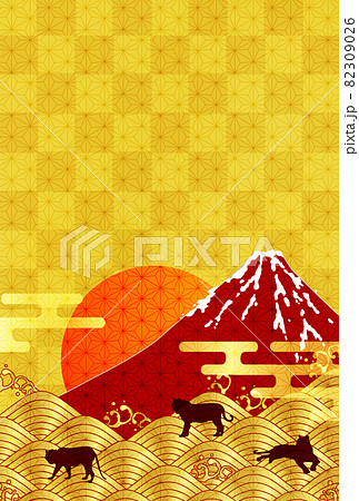 寅　富士山　年賀状　背景 82309026