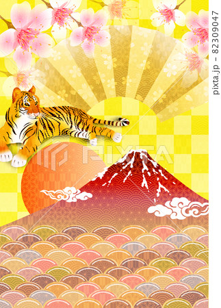 寅 富士山 年賀状 背景 寅 富士山 年賀状 背景 82309047
