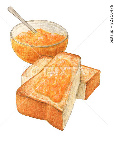 マーマーレードトースト 水彩色鉛筆イラストのイラスト素材 [82310476  