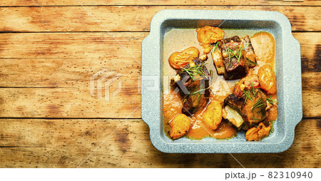 Beef ribs in apricots,copy space Beef ribs in apricots,copy space 82310940