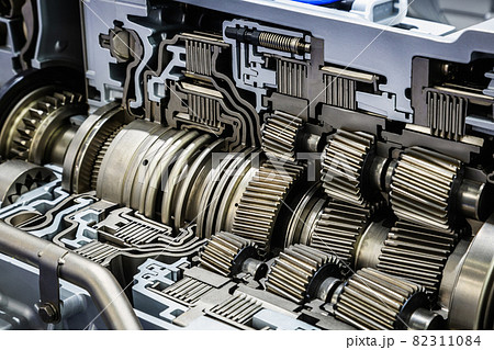 Transmission Cross Section, Automotive Transmission with Sprocket and Bearing Mechanism 82311084