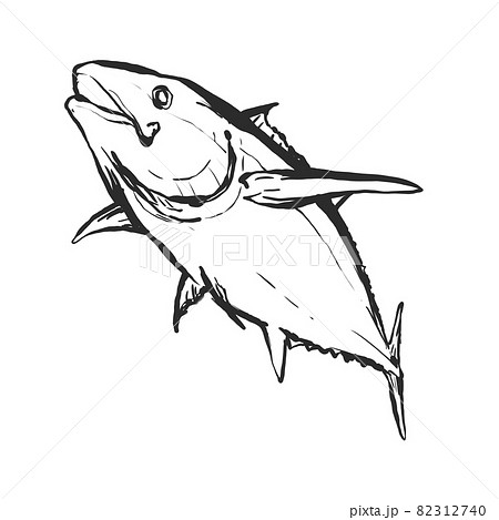 黒マグロの手描き筆絵風イラストのイラスト素材 黒マグロの手描き筆絵風イラストのイラスト素材