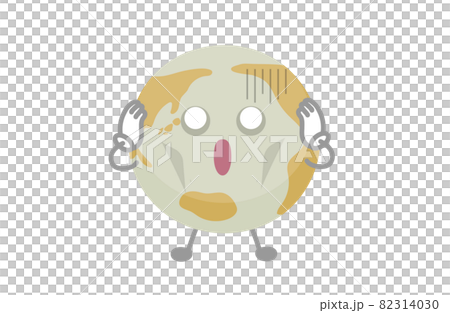 地球のキャラクターのベクター イラスト(砂漠化してショック) 地球のキャラクターのベクター イラスト(砂漠化してショック) 82314030