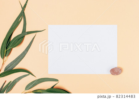 White blank card mockup with stone White blank card mockup with stone 82314483