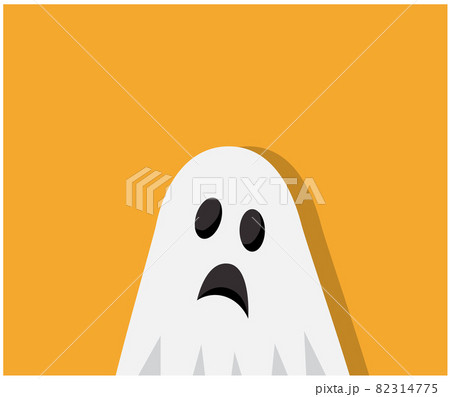 scary ghost like a man in a sheet on an orange background came to Halloween  82314775