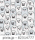 Seamless background with many white cute ghosts  82314777