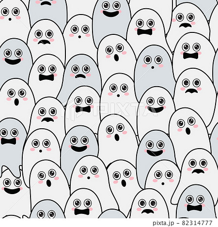 Seamless background with many white cute ghosts Seamless background with many white cute ghosts 82314777