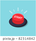 The red button with the word start symbolizes the beginning of an important action  82314842