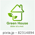 icon green eco-friendly house with leaves on a light background  82314894