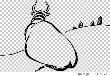 Back view of a sitting cow 82315173