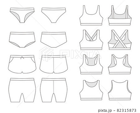 Big set of mockups of sports underwear for women. Front and back views 82315873