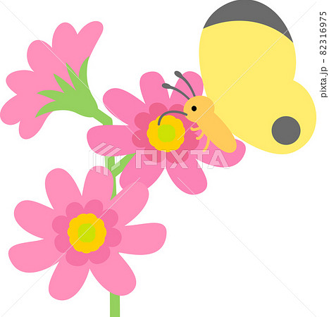 花の蜜を吸う蝶のイラスト素材 花の蜜を吸う蝶のイラスト素材