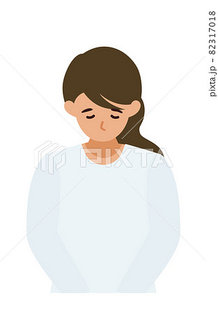 私服の女性の上半身イラスト お辞儀のイラスト素材