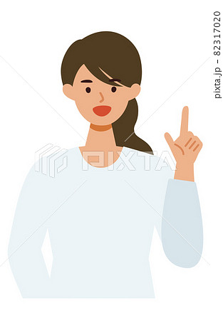 私服の女性の上半身イラスト 指差しのイラスト素材 3170