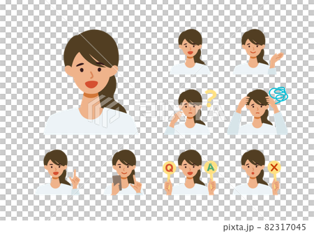 女性の上半身イラスト　笑顔 82317045