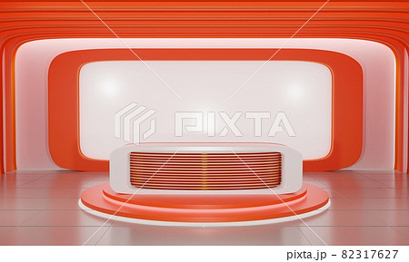 Orange table and lcd background in a news studio room.3d rendering. 82317627
