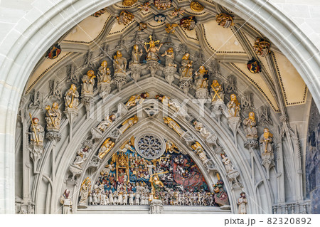 Tympanum of Bern cathedral, Swizerland 82320892