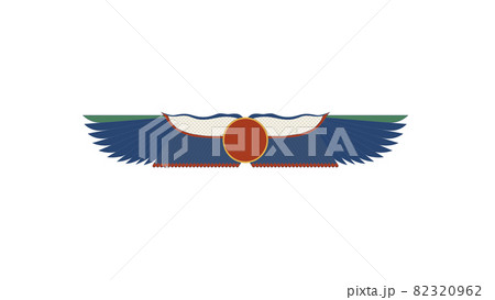 Egypt sun disk with wings. Egypt ornamental wings and snake composition, ornamental element of Ancient Egypt. Egypt sun disk with wings. Egypt ornamental wings and snake composition, ornamental element of Ancient Egypt. 82320962