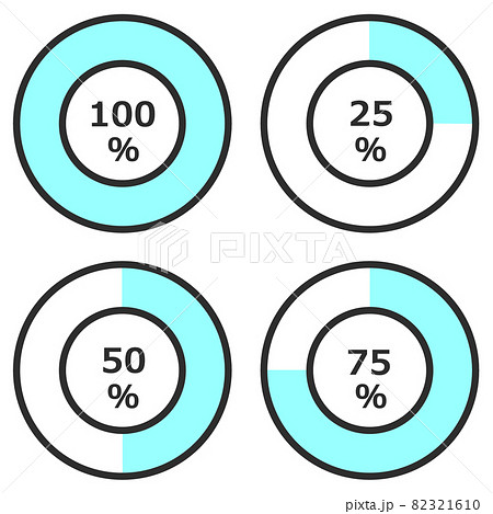 割合を円グラフで表示する種類別イラストのイラスト素材