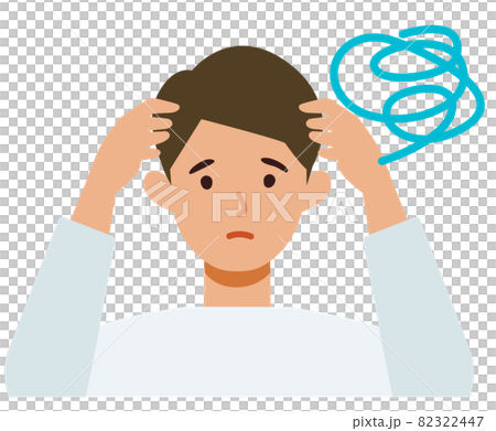 私服の男性の上半身イラスト 困る 私服の男性の上半身イラスト 困る 82322447