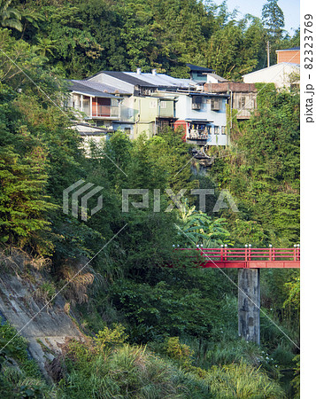 red old bridge in country in Jingtong , New Taipei City, Taiwan. 82323769